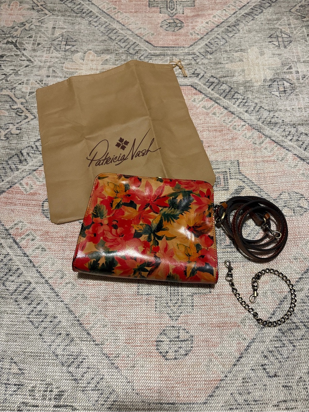 NWOT Patricia Nash Red Floral Leather Purse